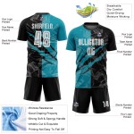 Soccer Pattern Uniform Graffiti Sublimation Black-Teal Jersey Custom Scratch Soccer Pattern Uniform Graffiti Sublimation Black-Teal Jersey Custom Scratch