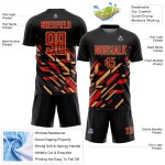 Red-Old Gold Custom Sublimation Soccer Black Uniform Lines Jersey Red-Old Gold Custom Sublimation Soccer Black Uniform Lines Jersey