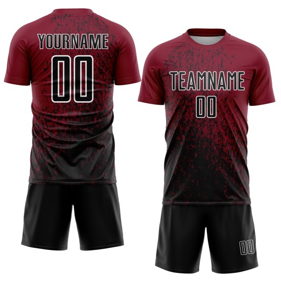 Sublimation Black-White Art Jersey Crimson Soccer Custom Fragment Abstract Uniform Sublimation Black-White Art Jersey Crimson Soccer Custom Fragment Abstract Uniform