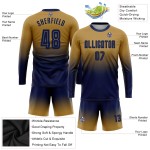 Sleeve Sublimation Long Fade Fashion Custom Uniform Jersey Soccer Old Gold Navy Sleeve Sublimation Long Fade Fashion Custom Uniform Jersey Soccer Old Gold Navy