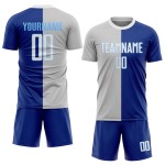 Split Fashion White-Gray Jersey Custom Royal Uniform Sublimation Soccer Split Fashion White-Gray Jersey Custom Royal Uniform Sublimation Soccer