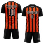 Black Jersey Line Orange-White Uniform Sublimation Custom Soccer
