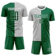 Green-White Kelly Fashion Custom Gray Sublimation Uniform Soccer Jersey Split Green-White Kelly Fashion Custom Gray Sublimation Uniform Soccer Jersey Split
