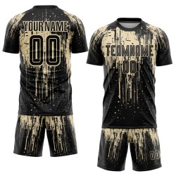 Cream Sublimation Custom Jersey City Soccer Black Uniform Cream Sublimation Custom Jersey City Soccer Black Uniform