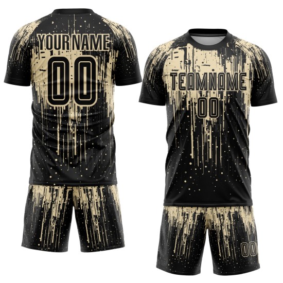 Cream Sublimation Custom Jersey City Soccer Black Uniform
