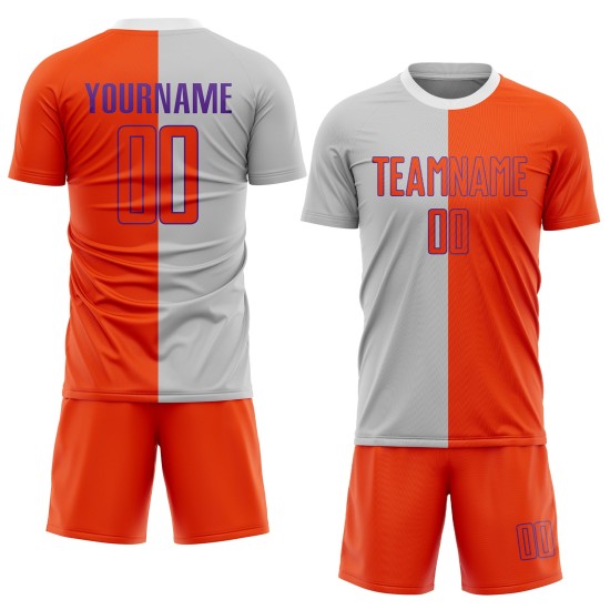 Jersey Soccer Orange-Purple Gray Custom Sublimation Uniform Split Fashion Jersey Soccer Orange-Purple Gray Custom Sublimation Uniform Split Fashion