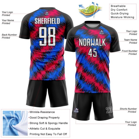 Red-Royal Jersey Sublimation Soccer Custom Uniform Black Red-Royal Jersey Sublimation Soccer Custom Uniform Black