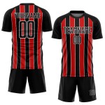 Line Black Jersey Uniform Soccer Red-White Sublimation Custom Line Black Jersey Uniform Soccer Red-White Sublimation Custom