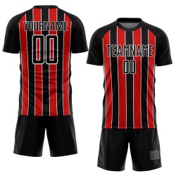 Line Black Jersey Uniform Soccer Red-White Sublimation Custom