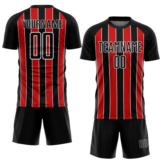 Line Black Jersey Uniform Soccer Red-White Sublimation Custom Line Black Jersey Uniform Soccer Red-White Sublimation Custom
