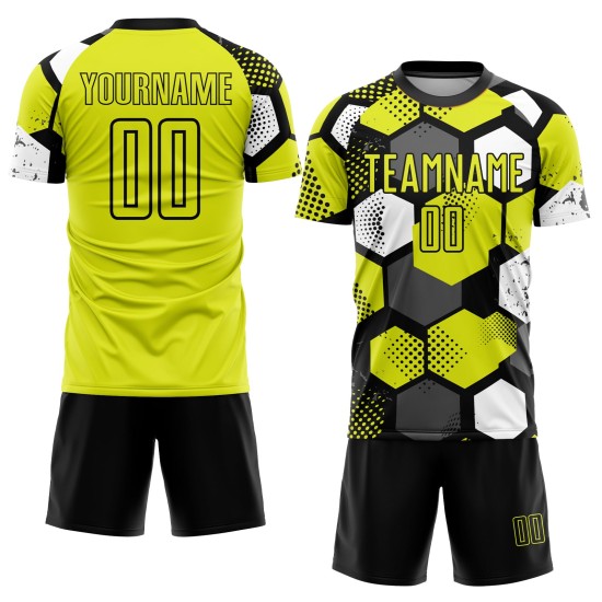 Jersey Yellow Custom Uniform Black-White Neon Sublimation Soccer Jersey Yellow Custom Uniform Black-White Neon Sublimation Soccer
