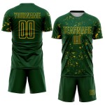 Abstract Sublimation Green Art Fragment Custom Jersey Uniform Green Soccer Gold-Kelly