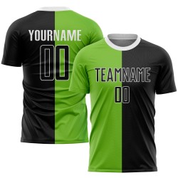 Soccer Neon Green Black-White Fashion Custom Jersey Sublimation Uniform Split