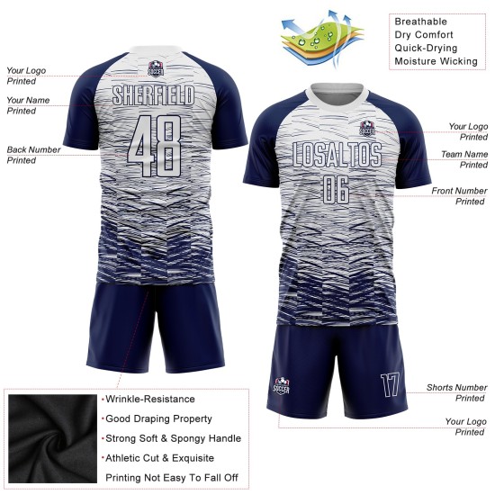 White Uniform Custom Soccer Sublimation Navy Jersey White Uniform Custom Soccer Sublimation Navy Jersey