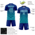 Uniform Teal-White Jersey Sublimation Soccer Custom Royal