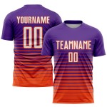 Sublimation Pinstripe Custom White-Orange Fade Soccer Purple Uniform Jersey Fashion Sublimation Pinstripe Custom White-Orange Fade Soccer Purple Uniform Jersey Fashion