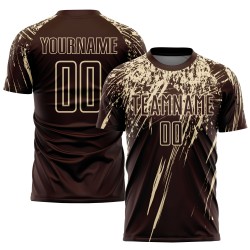 Soccer Custom Cream Jersey Uniform Sublimation Brown