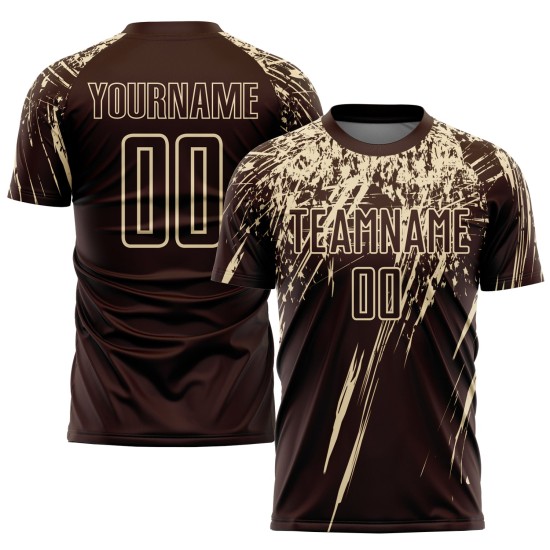 Soccer Custom Cream Jersey Uniform Sublimation Brown Soccer Custom Cream Jersey Uniform Sublimation Brown