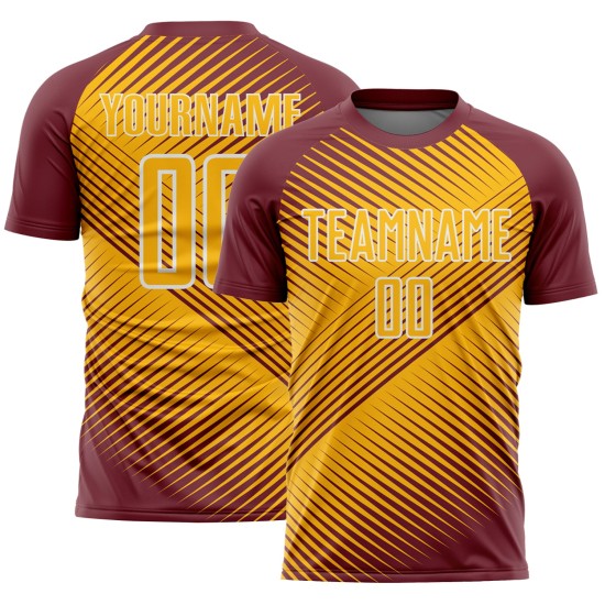 Burgundy Jersey Soccer Custom Line Gold-White Uniform Sublimation Burgundy Jersey Soccer Custom Line Gold-White Uniform Sublimation