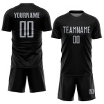 Sublimation Uniform Soccer Custom Black Jersey Gray Sublimation Uniform Soccer Custom Black Jersey Gray