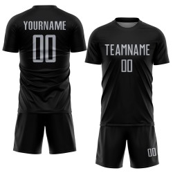Sublimation Uniform Soccer Custom Black Jersey Gray
