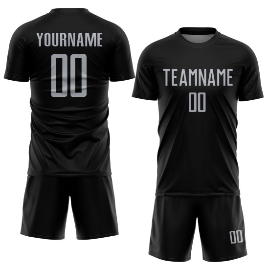 Sublimation Uniform Soccer Custom Black Jersey Gray Sublimation Uniform Soccer Custom Black Jersey Gray