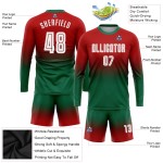 Soccer Fade Green White-Kelly Jersey Sublimation Uniform Red Custom Fashion Sleeve Long Soccer Fade Green White-Kelly Jersey Sublimation Uniform Red Custom Fashion Sleeve Long