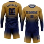 Sleeve Sublimation Long Fade Fashion Custom Uniform Jersey Soccer Old Gold Navy Sleeve Sublimation Long Fade Fashion Custom Uniform Jersey Soccer Old Gold Navy