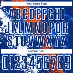 Sublimation Art Dripping Custom Uniform Soccer Splatter Jersey Royal Orange-White Sublimation Art Dripping Custom Uniform Soccer Splatter Jersey Royal Orange-White