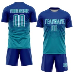 Uniform Teal-White Jersey Sublimation Soccer Custom Royal