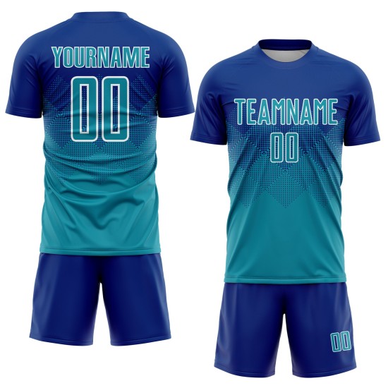 Uniform Teal-White Jersey Sublimation Soccer Custom Royal