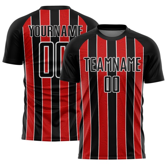 Line Black Jersey Uniform Soccer Red-White Sublimation Custom Line Black Jersey Uniform Soccer Red-White Sublimation Custom