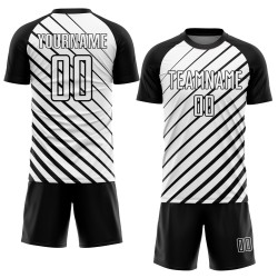Soccer Uniform Black Sublimation Jersey Custom White