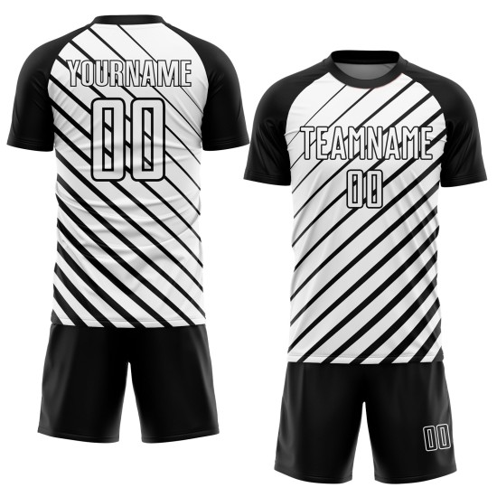Soccer Uniform Black Sublimation Jersey Custom White Soccer Uniform Black Sublimation Jersey Custom White