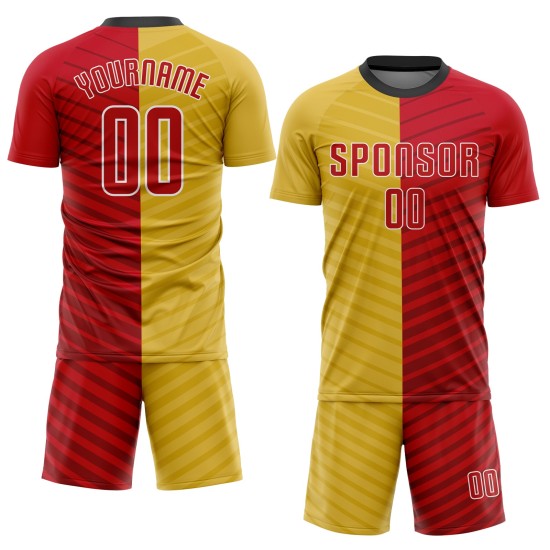Soccer Custom Red-White Uniform Jersey Gold Sublimation Soccer Custom Red-White Uniform Jersey Gold Sublimation