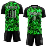 Jersey Soccer Black Custom Sublimation Grass Green-White Uniform Flame Jersey Soccer Black Custom Sublimation Grass Green-White Uniform Flame