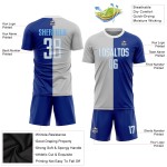 Split Fashion White-Gray Jersey Custom Royal Uniform Sublimation Soccer Split Fashion White-Gray Jersey Custom Royal Uniform Sublimation Soccer