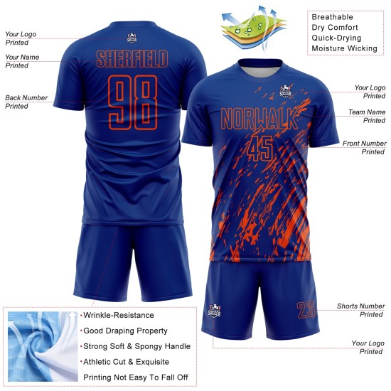 Royal Custom Splash Orange Sublimation Uniform Jersey Soccer Royal Custom Splash Orange Sublimation Uniform Jersey Soccer