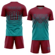 Crimson Sublimation Teal Custom Soccer Jersey Uniform Crimson Sublimation Teal Custom Soccer Jersey Uniform