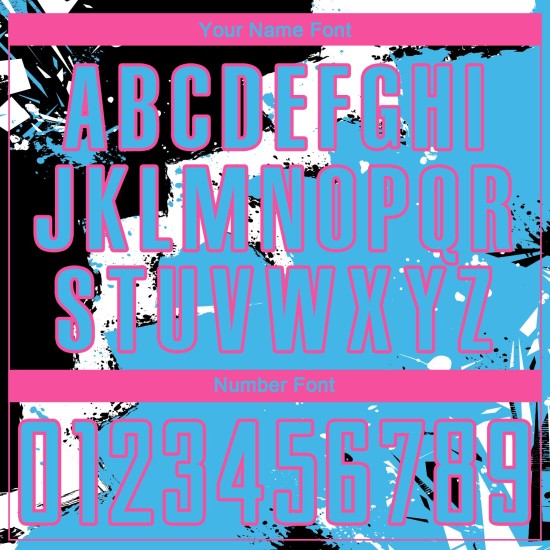 Blue-Pink Sublimation Soccer Uniform Custom Black Spalsh Jersey Sky