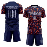 Abstract Soccer Network Jersey Custom Orange-White Splash Navy Sublimation Uniform