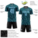 Sublimation Teal Light Soccer Uniform Jersey Custom Blue-Black Sublimation Teal Light Soccer Uniform Jersey Custom Blue-Black