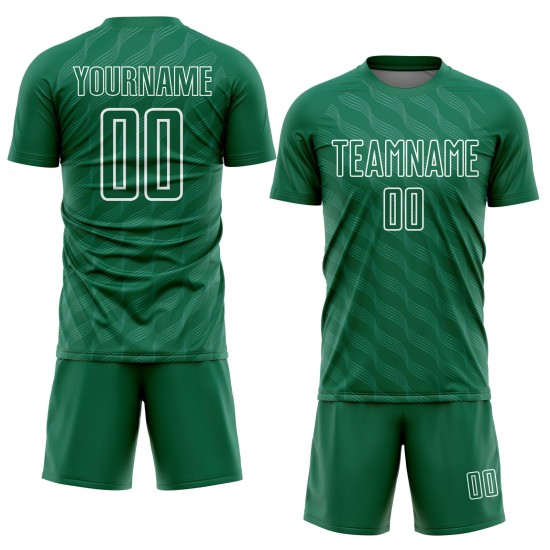 White Sublimation Shape Custom Kelly Soccer Green Uniform Waves Jersey