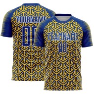 Custom Geometric Jersey Soccer Arrow Royal Yellow-White Uniform Sublimation