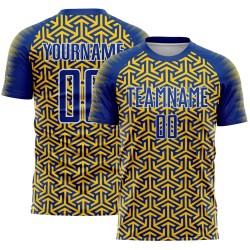 Custom Geometric Jersey Soccer Arrow Royal Yellow-White Uniform Sublimation