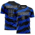 Sublimation Black Custom Blue-White Splash Jersey Thunder Uniform Soccer Sublimation Black Custom Blue-White Splash Jersey Thunder Uniform Soccer