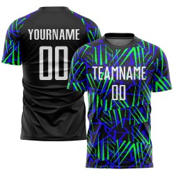 Soccer Custom Jersey Black Sublimation Green White-Neon Uniform