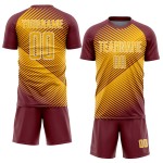 Burgundy Jersey Soccer Custom Line Gold-White Uniform Sublimation Burgundy Jersey Soccer Custom Line Gold-White Uniform Sublimation