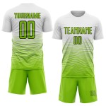 Jersey Line Sublimation White Neon Green-Black Soccer Custom Uniform Gradient