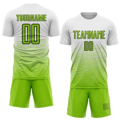 Jersey Line Sublimation White Neon Green-Black Soccer Custom Uniform Gradient Jersey Line Sublimation White Neon Green-Black Soccer Custom Uniform Gradient